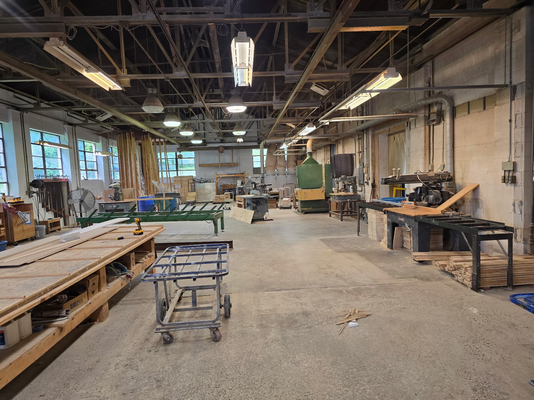 The Snyder shop floor in Whitehall, PA, where railings are coped, fitted, and bent on jigs.