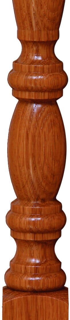 White oak — warm honey grain on a turned spindle