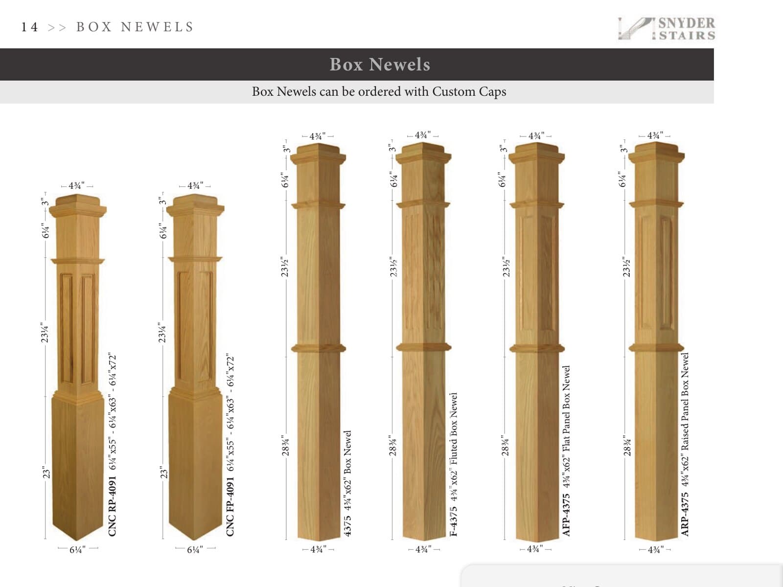 Carved and box newel posts on display