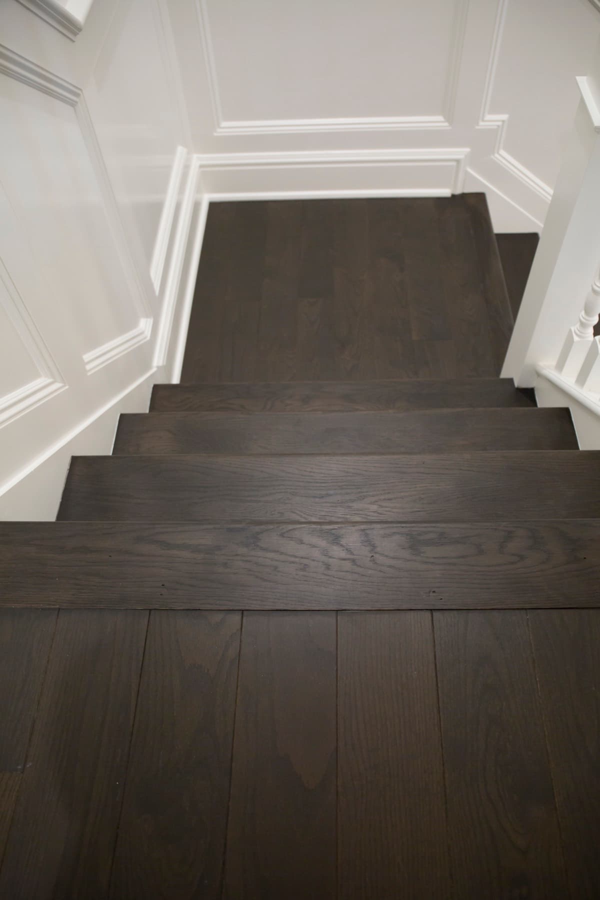 Caruso foyer overview with finished two-tone box stair