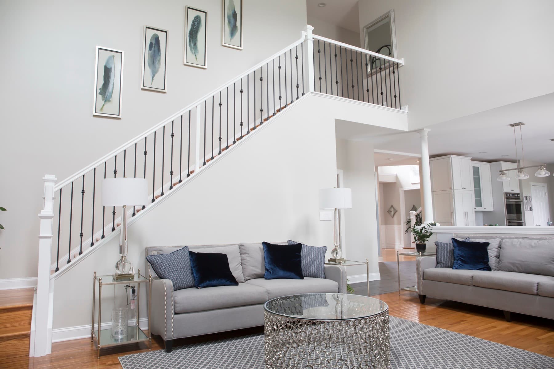 Iron baluster pattern detail on a finished stair — Center Valley residence