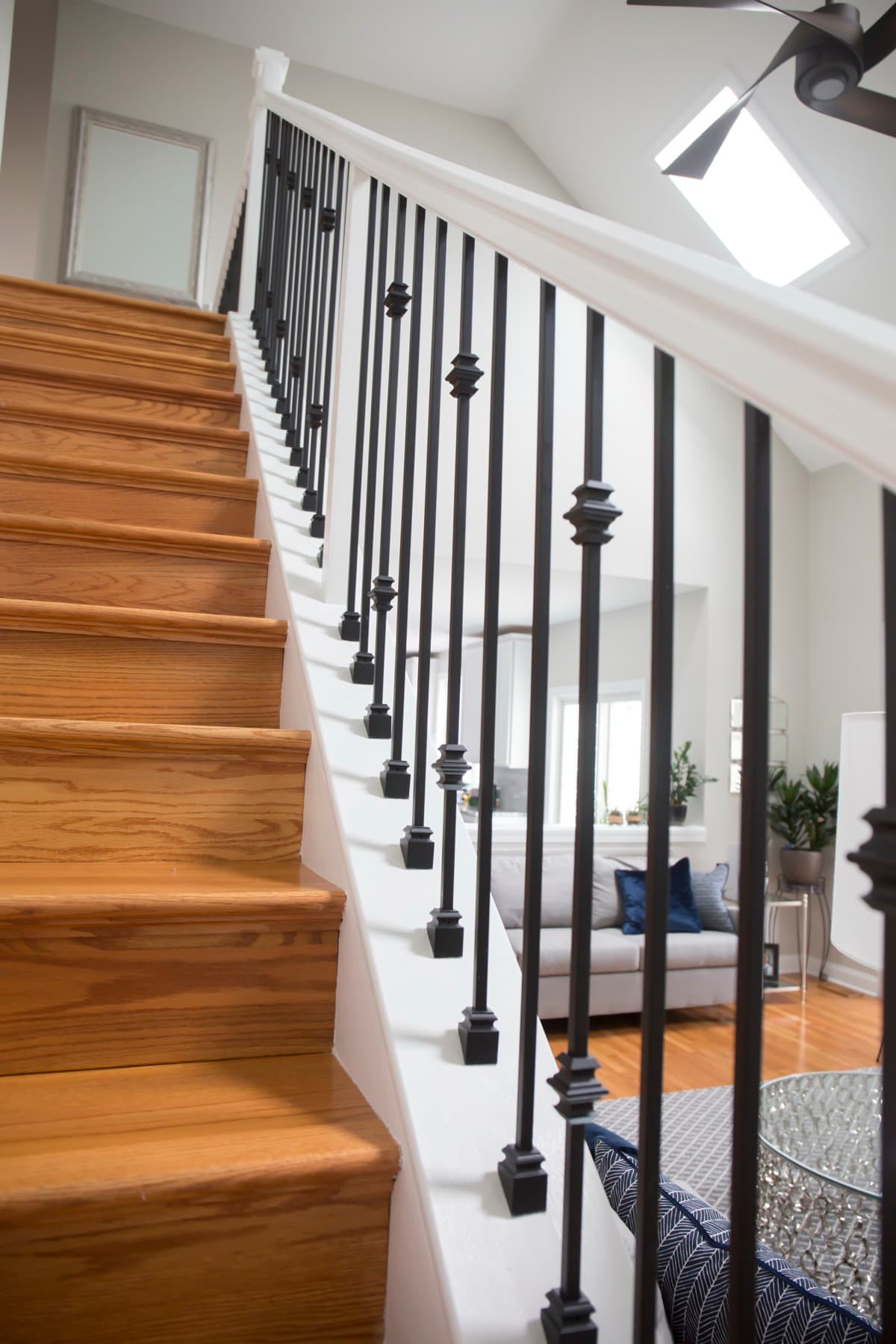 Second-floor balcony with continuous railing — Center Valley residence